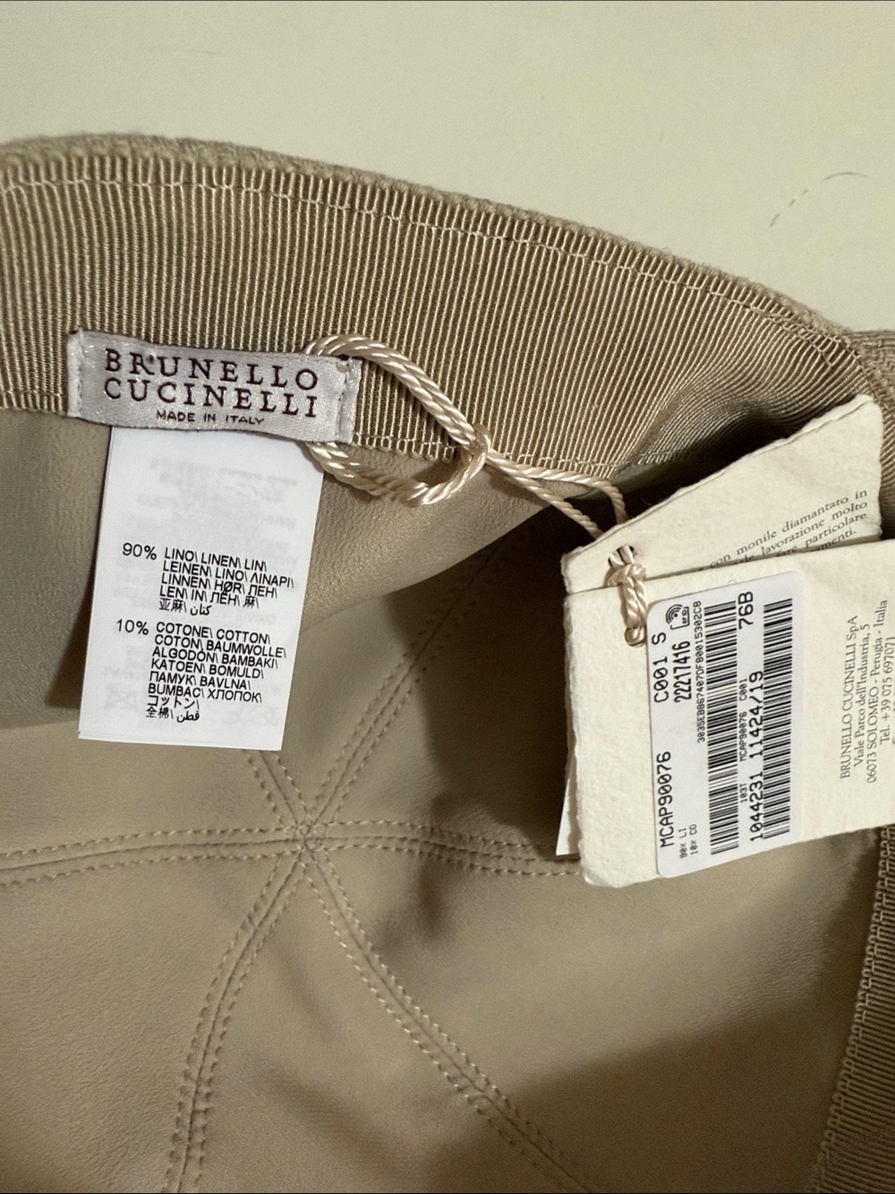 Brunello Cucinelli Taupe Baseball Cap with Black Monili - Picture 6 of 11